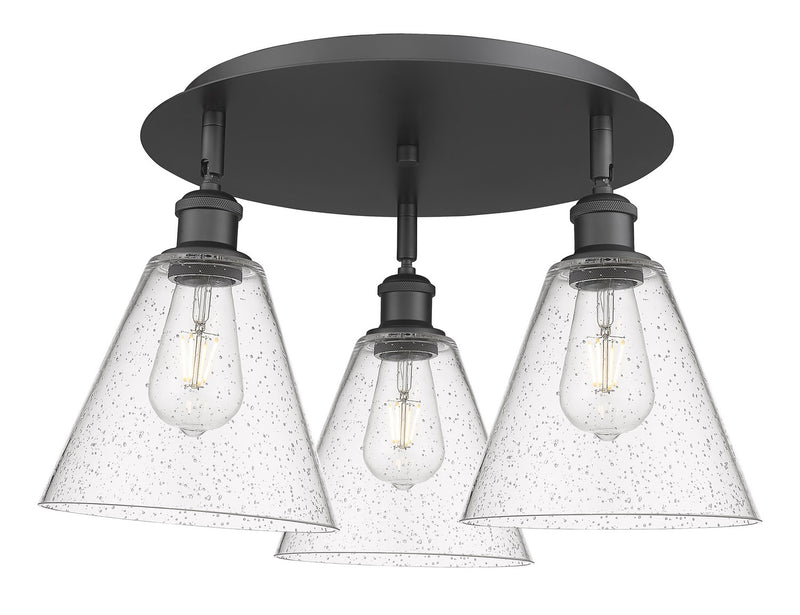 Innovations 516-3C-BK-GBC-84 Three Light Flush Mount, Matte Black