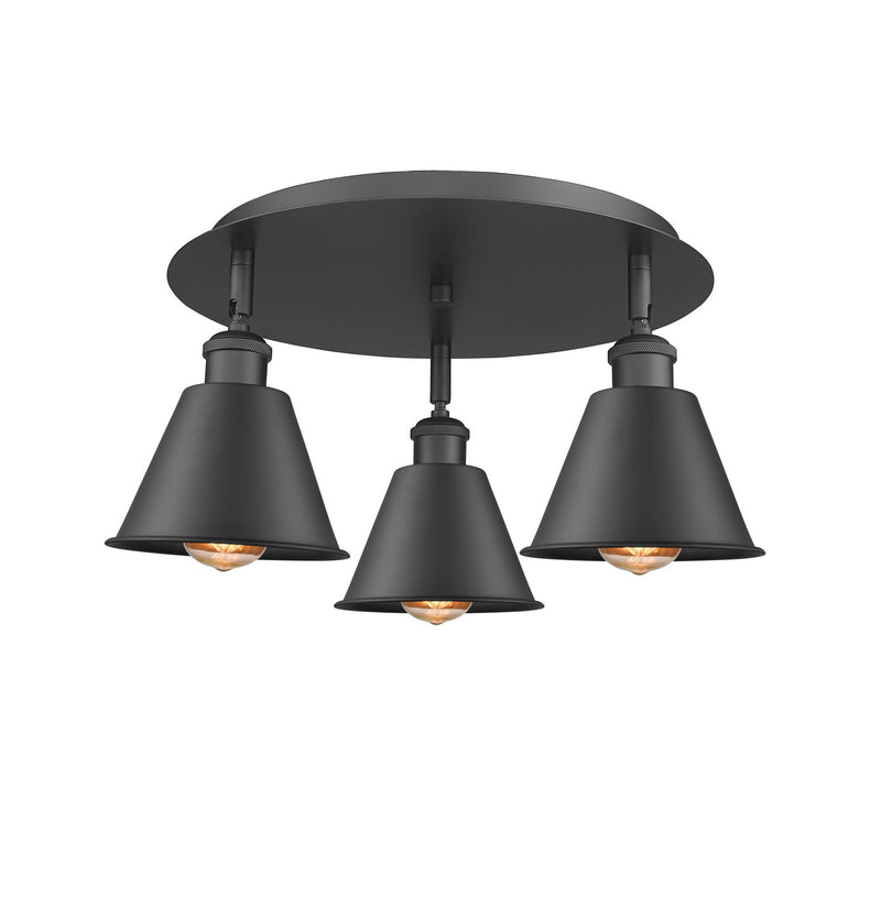 Innovations 516-3C-BK-M8-BK Three Light Flush Mount, Matte Black