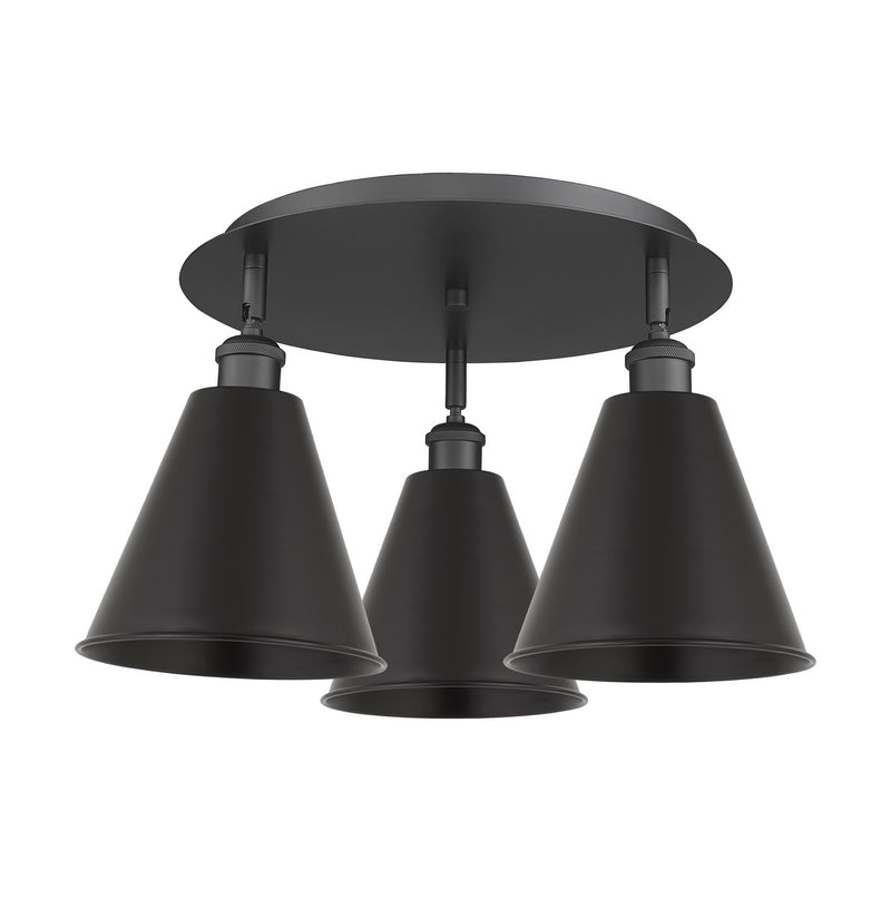 Innovations 516-3C-BK-MBC-8-BK Three Light Flush Mount, Matte Black