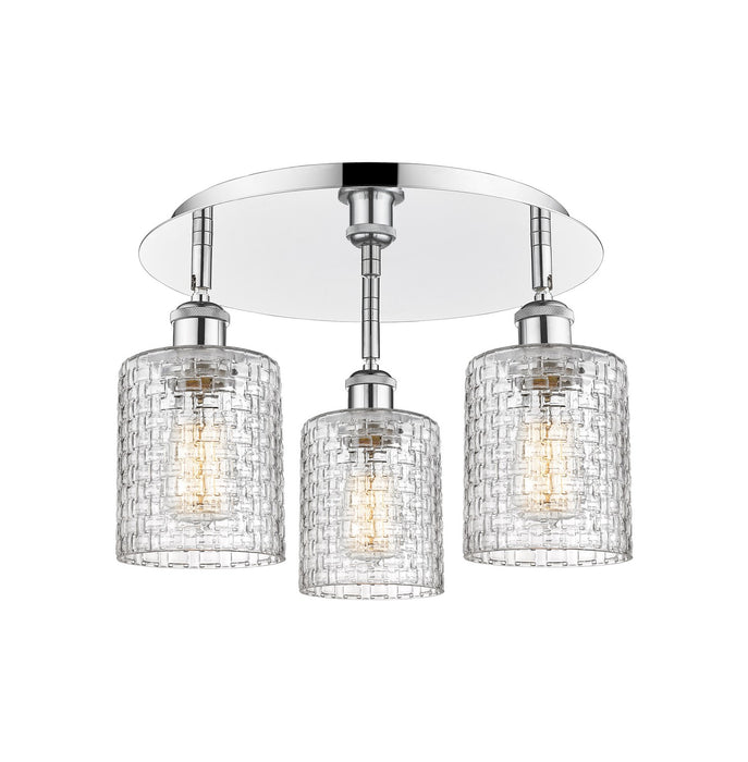 Innovations 516-3C-PC-G112C-5CL Three Light Flush Mount, Polished Chrome