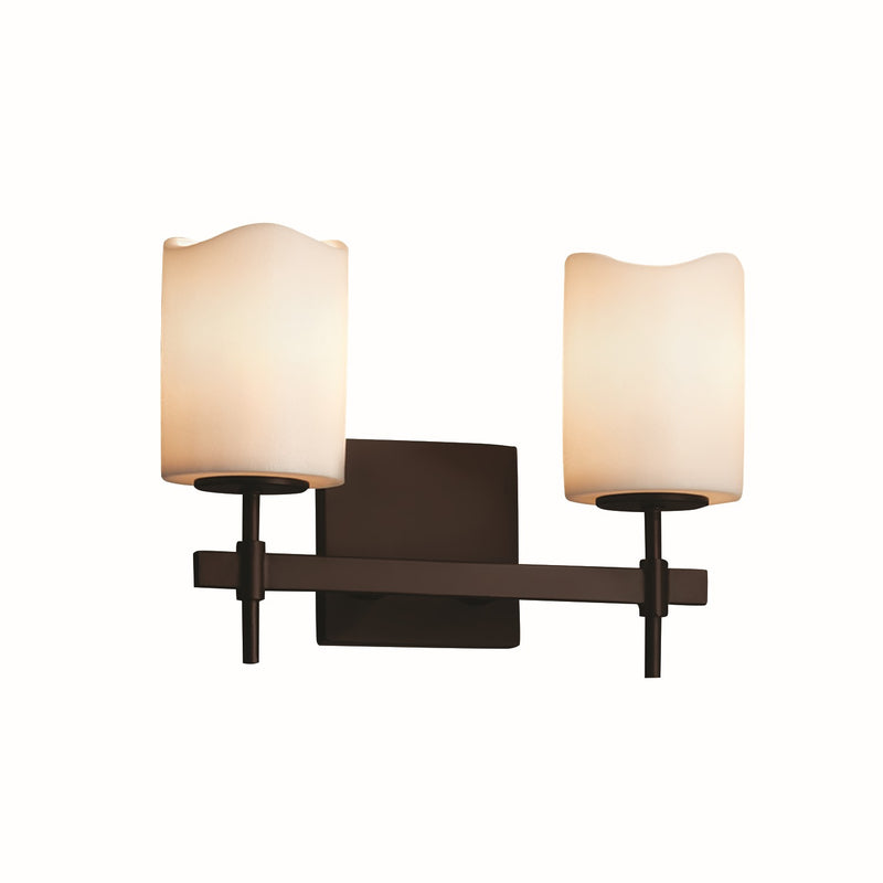 Justice Designs CNDL-8412-14-CREM-DBRZ Two Light Bath Bar, Dark Bronze