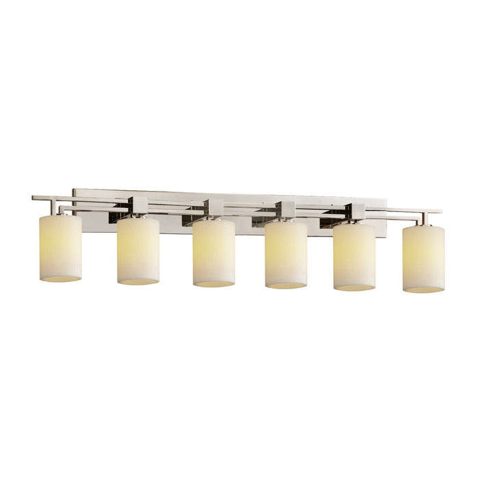 Justice Designs CNDL-8706-10-CREM-NCKL Six Light Bath Bar, Brushed Nickel