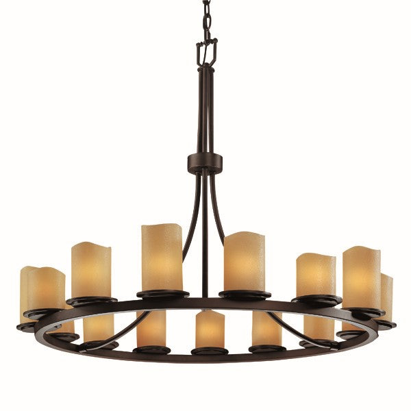 Justice Designs CNDL-8715-14-AMBR-DBRZ-LED15-10500 LED Chandelier, Dark Bronze