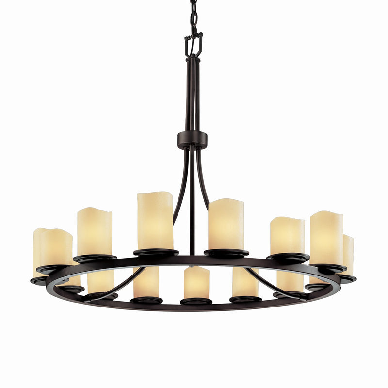 Justice Designs CNDL-8715-14-CREM-DBRZ-LED15-10500 LED Chandelier, Dark Bronze