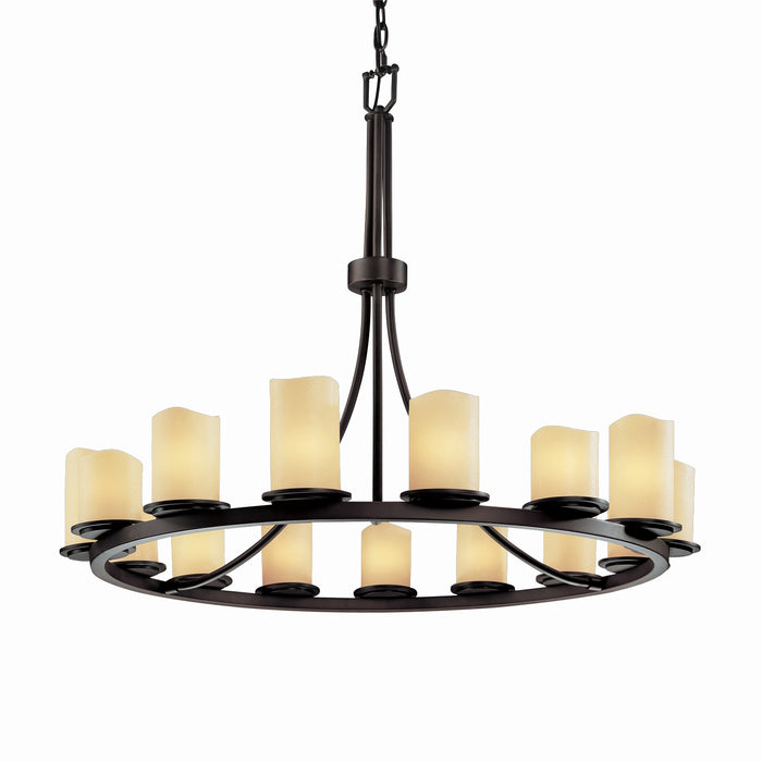Justice Designs CNDL-8715-14-CREM-DBRZ-LED15-10500 LED Chandelier, Dark Bronze