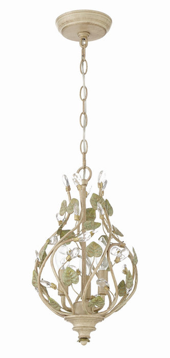 Crystorama 4845-CT Three Light Mini Chandelier, Champagne Green Tea