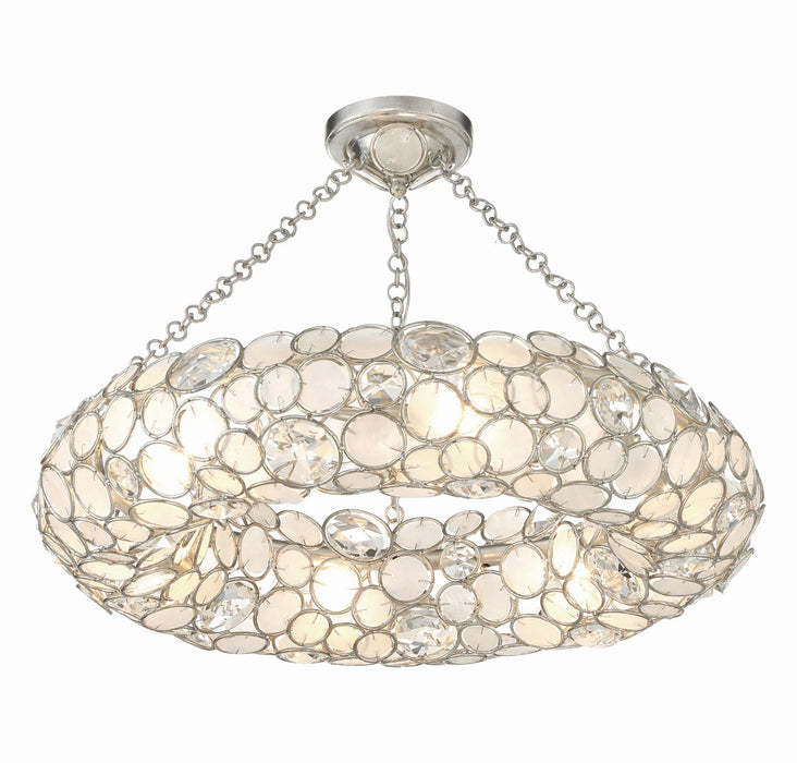Crystorama 525-SA_CEILING Six Light Semi Flush Mount, Antique Silver
