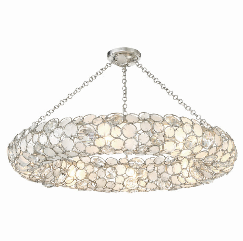 Crystorama 528P-SA_CEILING Eight Light Semi Flush Mount, Antique Silver