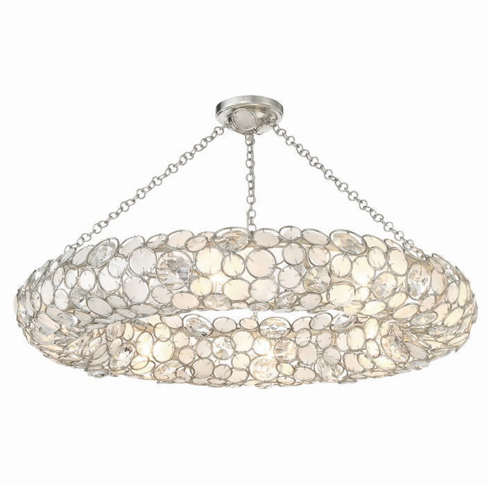 Crystorama 528P-SA_CEILING Eight Light Semi Flush Mount, Antique Silver