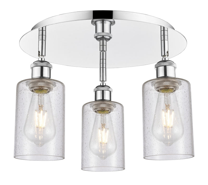 Innovations 516-3C-PC-G804 Three Light Flush Mount, Polished Chrome