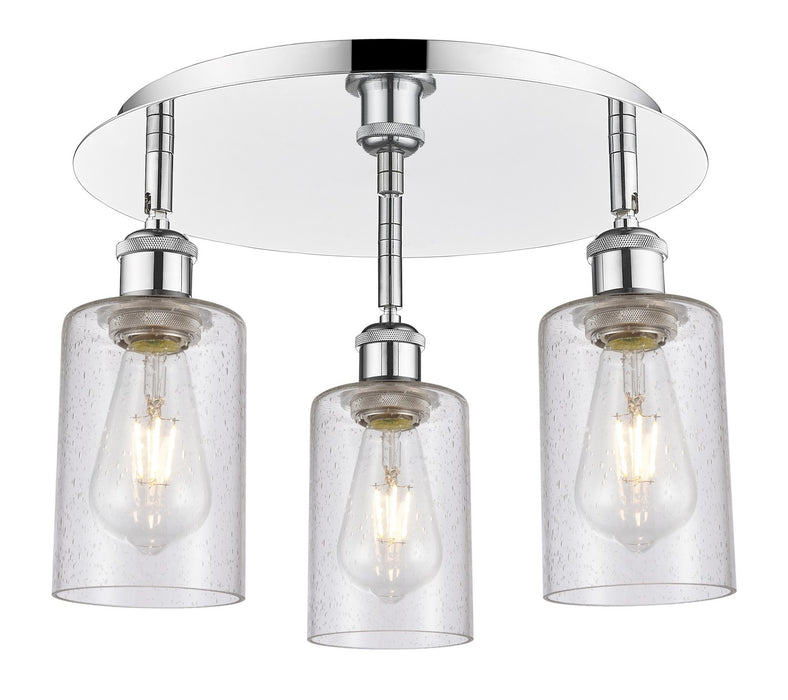 Innovations 516-3C-PC-G804 Three Light Flush Mount, Polished Chrome