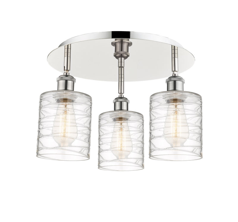 Innovations 516-3C-PN-G1113 Three Light Flush Mount, Polished Nickel