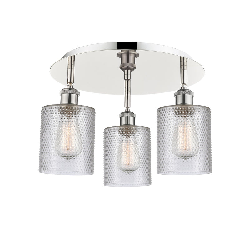 Innovations 516-3C-PN-G112 Three Light Flush Mount, Polished Nickel