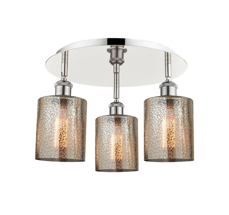 Innovations 516-3C-PN-G116 Three Light Flush Mount, Polished Nickel