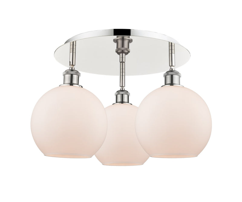Innovations 516-3C-PN-G121-8 Three Light Flush Mount, Polished Nickel