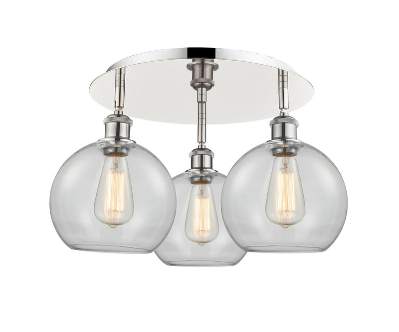 Innovations 516-3C-PN-G122-8 Three Light Flush Mount, Polished Nickel