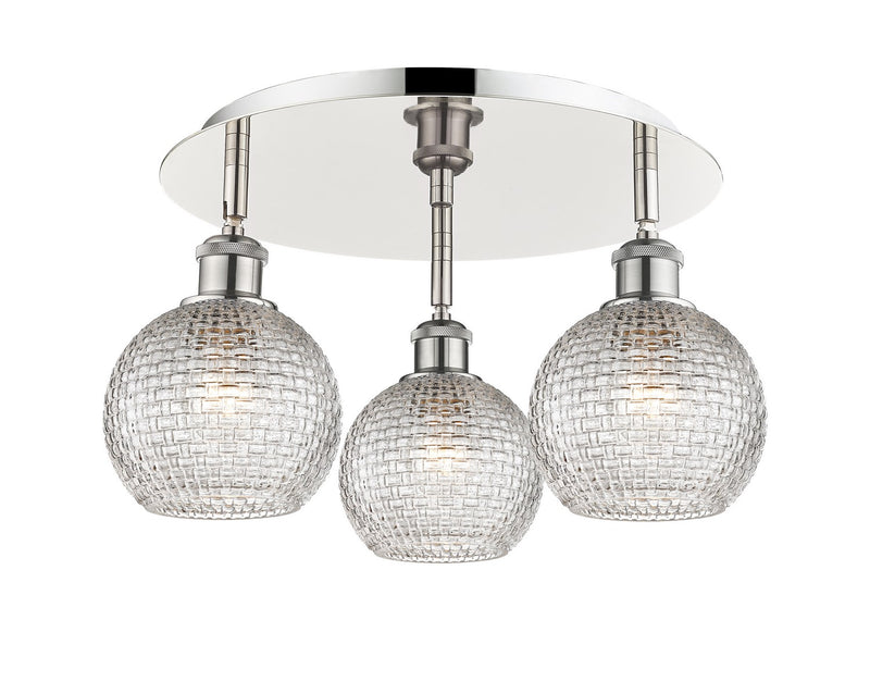 Innovations 516-3C-PN-G122C-6CL Three Light Flush Mount, Polished Nickel