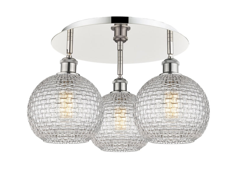 Innovations 516-3C-PN-G122C-8CL Three Light Flush Mount, Polished Nickel