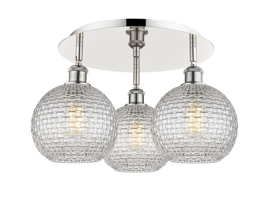 Innovations 516-3C-PN-G122C-8CL Three Light Flush Mount, Polished Nickel