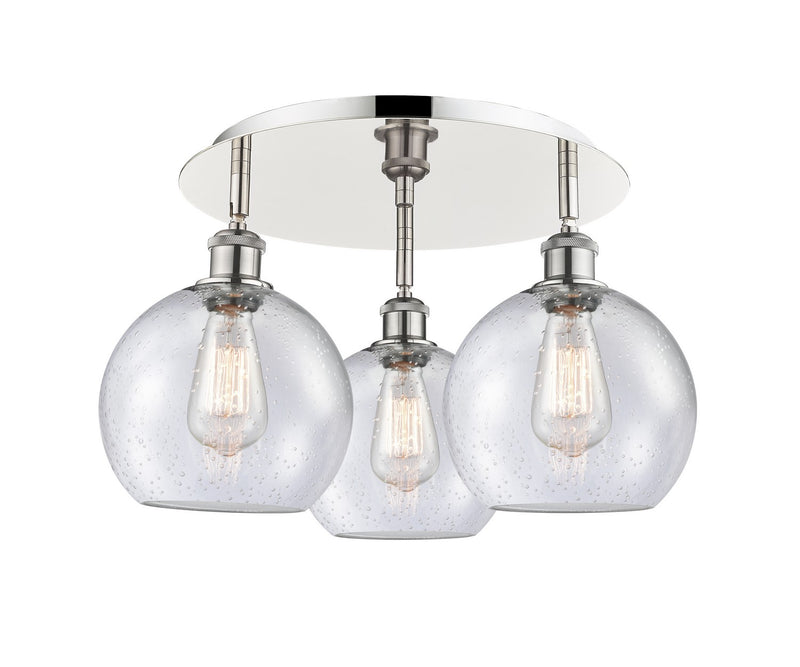 Innovations 516-3C-PN-G124-8 Three Light Flush Mount, Polished Nickel
