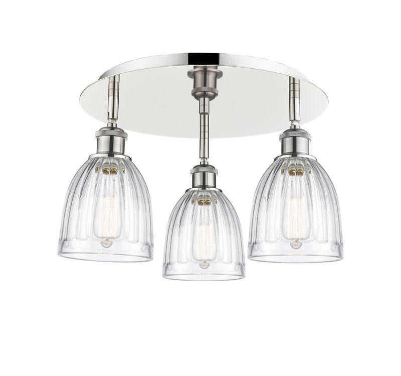 Innovations 516-3C-PN-G442 Three Light Flush Mount, Polished Nickel