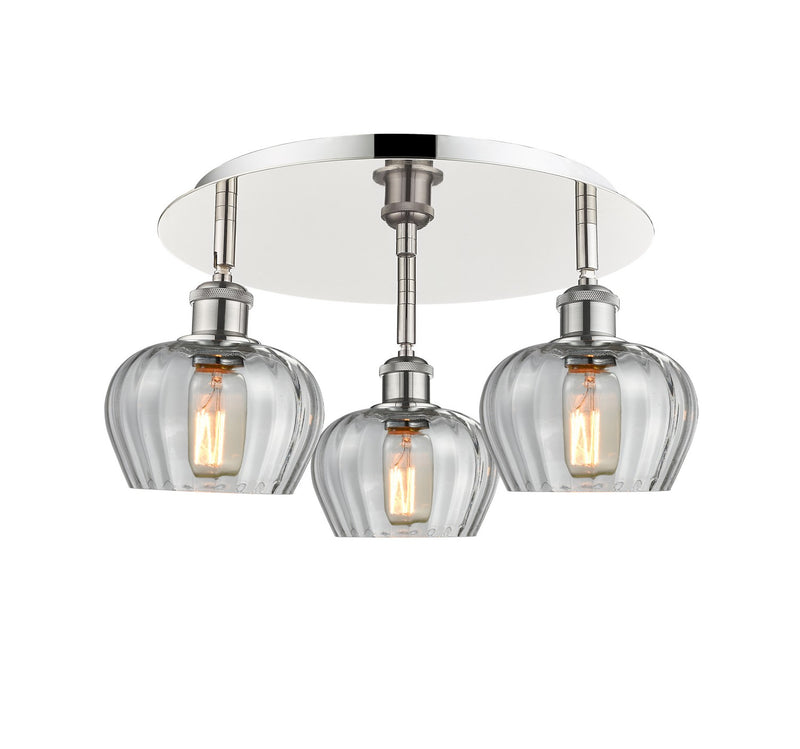 Innovations 516-3C-PN-G92 Three Light Flush Mount, Polished Nickel