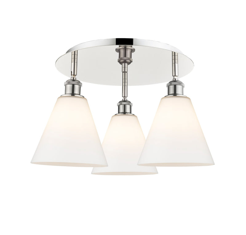 Innovations 516-3C-PN-GBC-81 Three Light Flush Mount, Polished Nickel