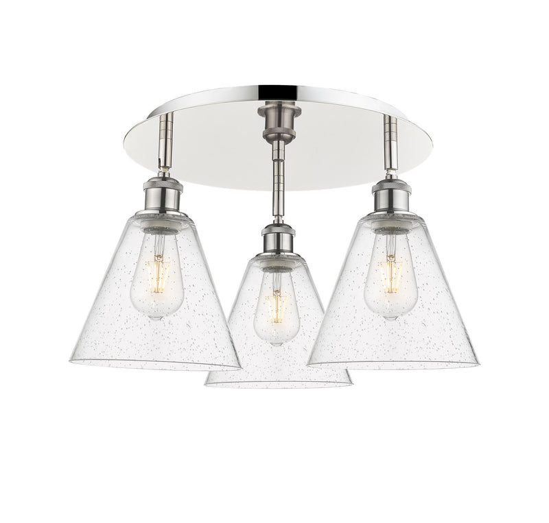 Innovations 516-3C-PN-GBC-84 Three Light Flush Mount, Polished Nickel