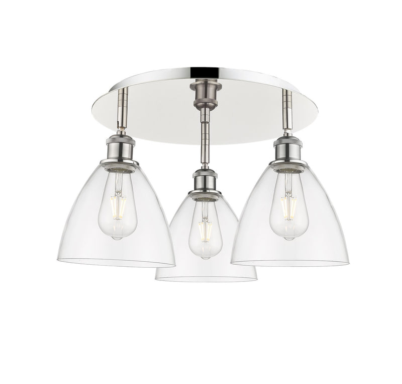 Innovations 516-3C-PN-GBD-752 Three Light Flush Mount, Polished Nickel