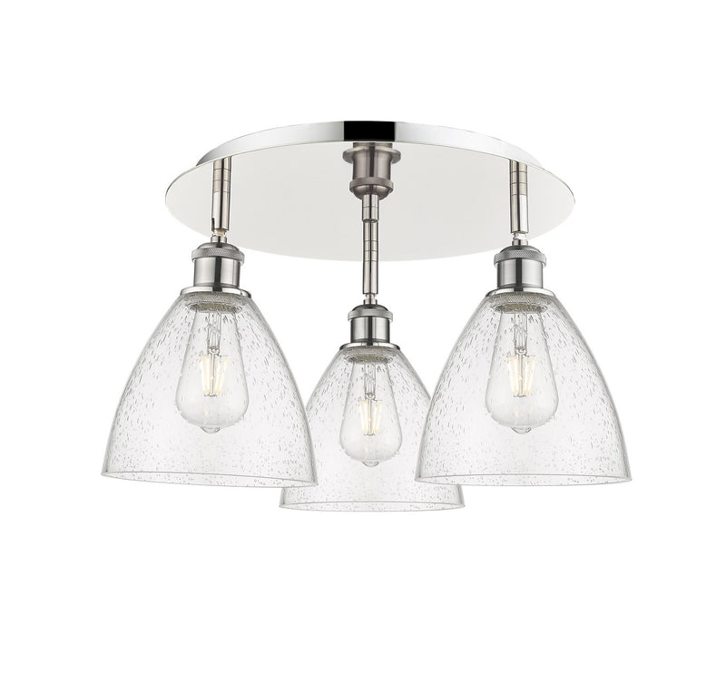 Innovations 516-3C-PN-GBD-754 Three Light Flush Mount, Polished Nickel