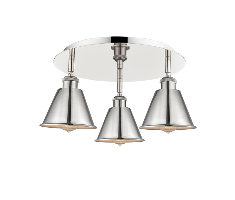 Innovations 516-3C-PN-M8-PN Three Light Flush Mount, Polished Nickel