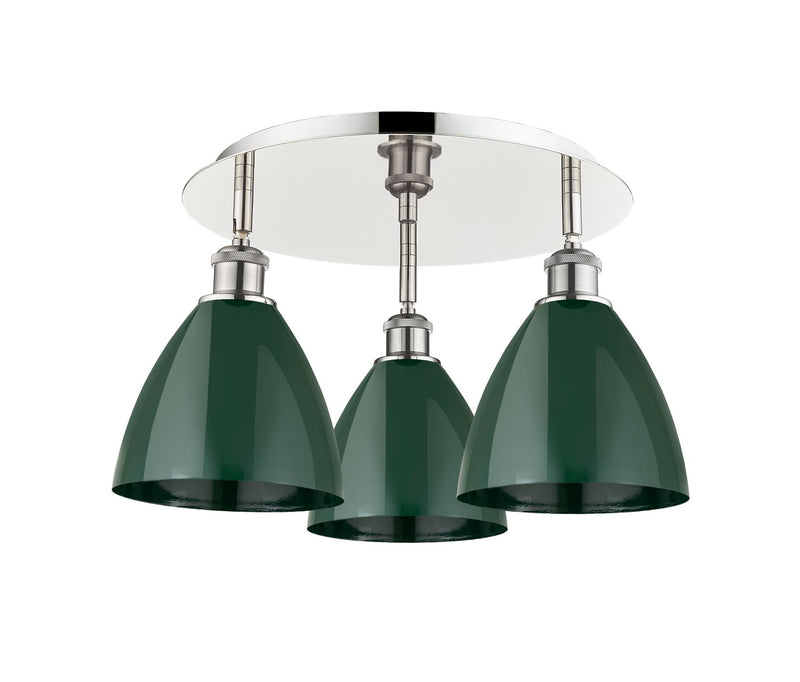 Innovations 516-3C-PN-MBD-75-GR Three Light Flush Mount, Polished Nickel