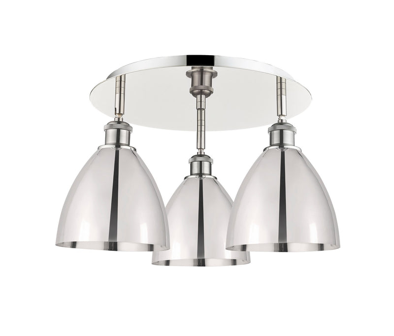Innovations 516-3C-PN-MBD-75-PN Three Light Flush Mount, Polished Nickel