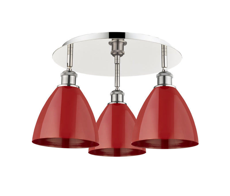 Innovations 516-3C-PN-MBD-75-RD Three Light Flush Mount, Polished Nickel