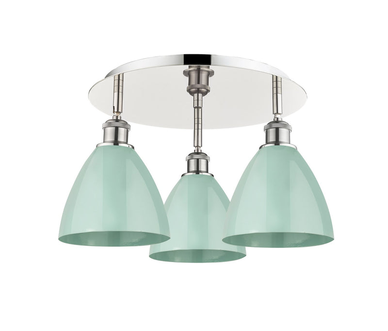 Innovations 516-3C-PN-MBD-75-SF Three Light Flush Mount, Polished Nickel