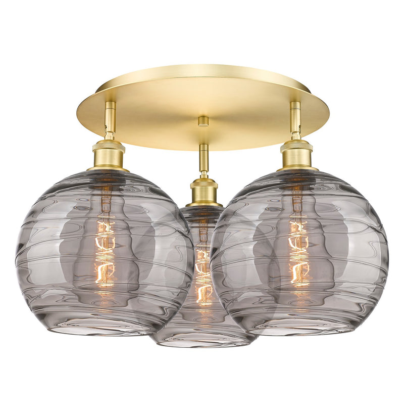 Innovations 516-3C-SG-G1213-10SM Three Light Flush Mount, Satin Gold