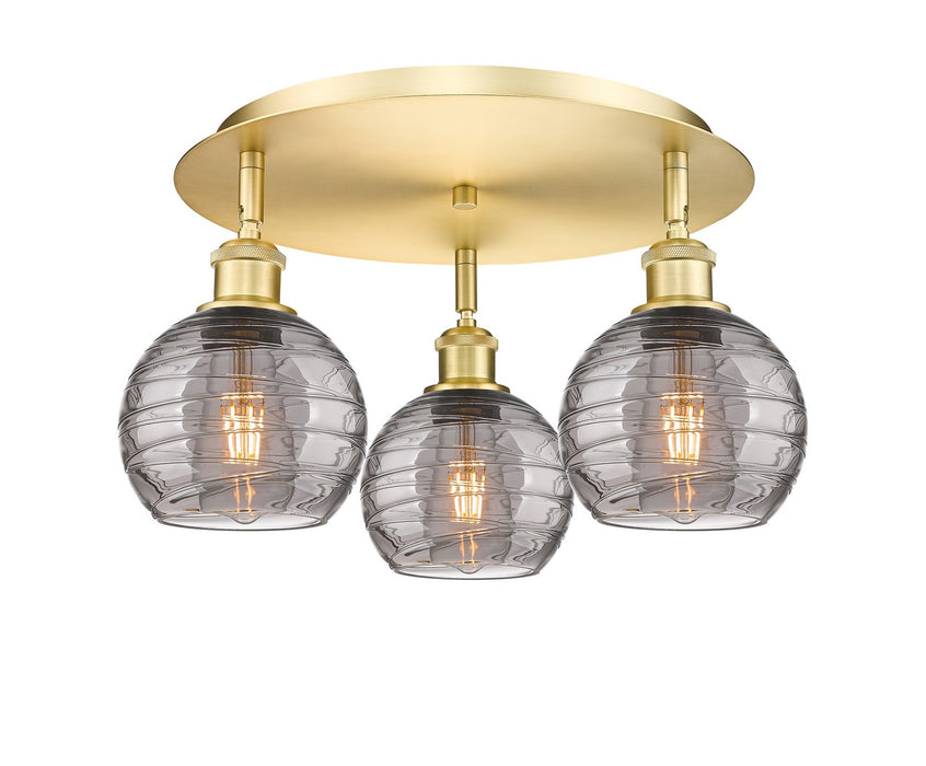 Innovations 516-3C-SG-G1213-6SM Three Light Flush Mount, Satin Gold