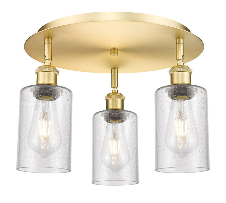 Innovations 516-3C-SG-G804 Three Light Flush Mount, Satin Gold
