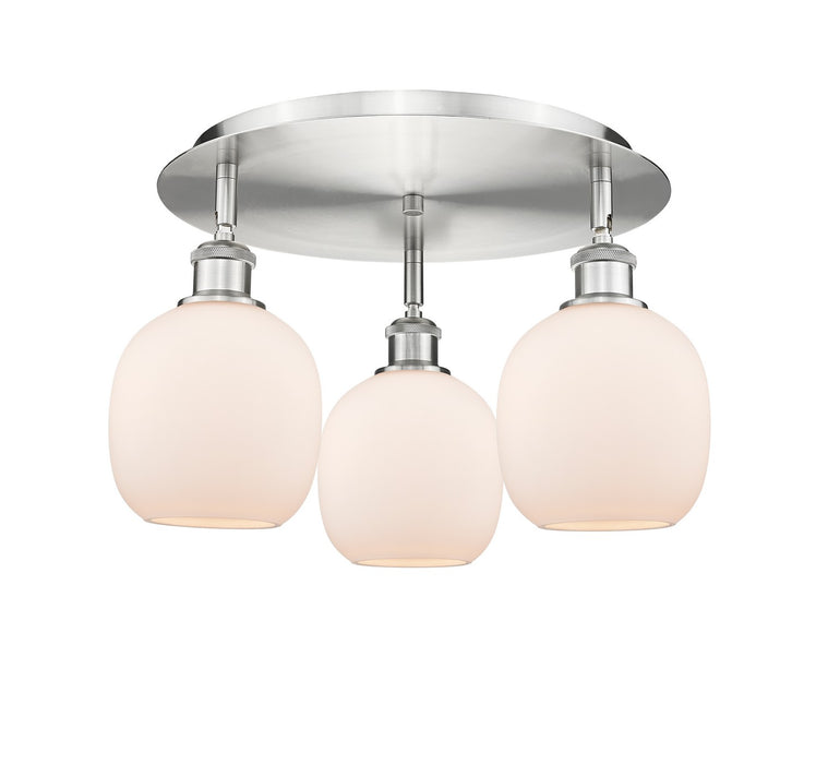 Innovations 516-3C-SN-G101 Three Light Flush Mount, Satin Nickel