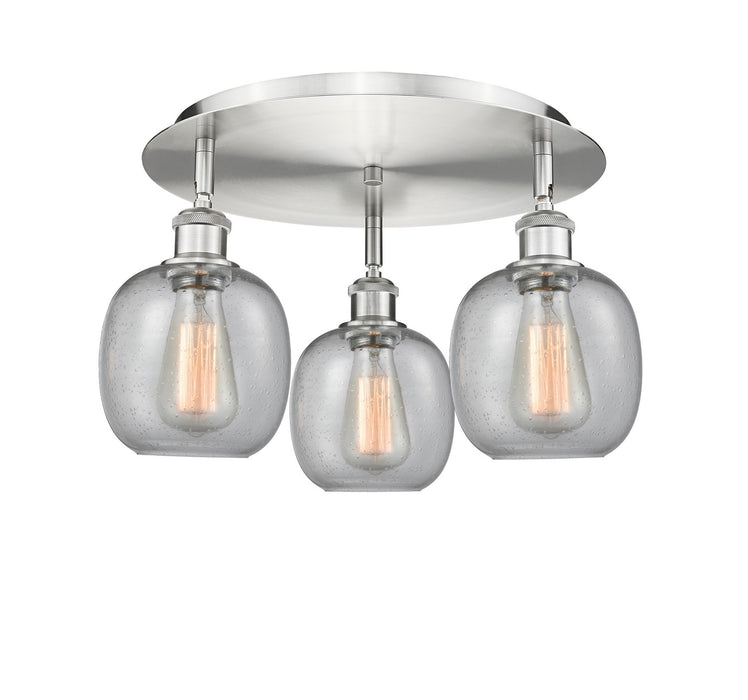 Innovations 516-3C-SN-G104 Three Light Flush Mount, Satin Nickel