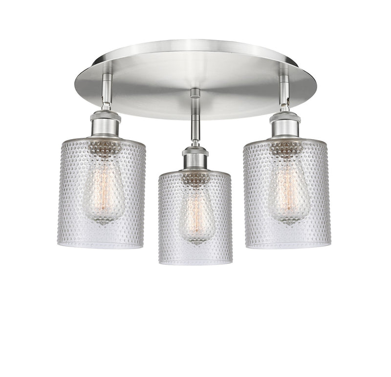 Innovations 516-3C-SN-G112 Three Light Flush Mount, Satin Nickel