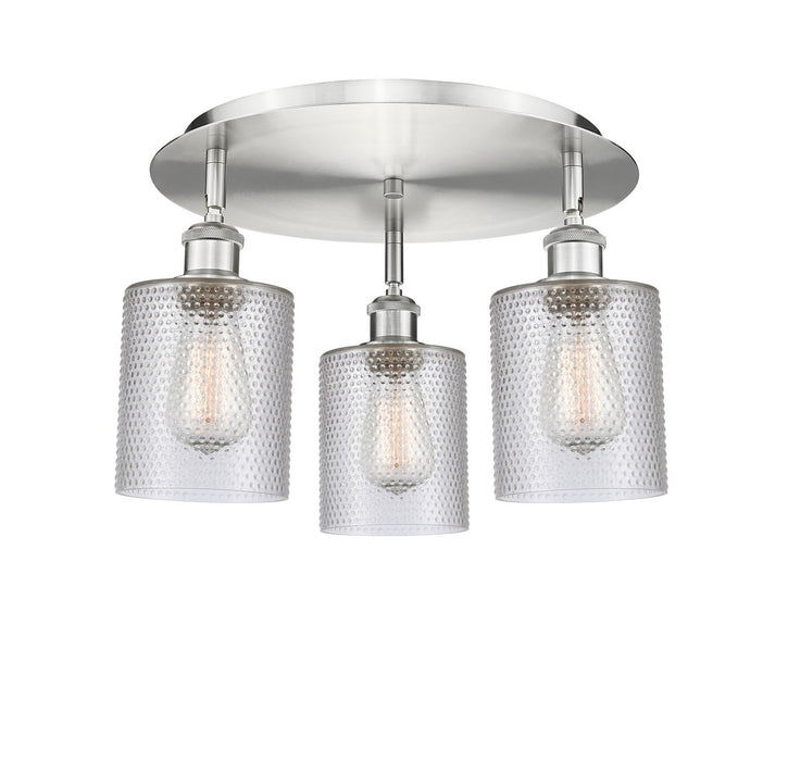 Innovations 516-3C-SN-G112 Three Light Flush Mount, Satin Nickel