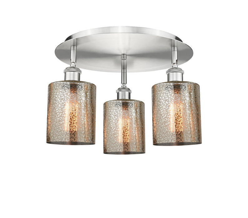 Innovations 516-3C-SN-G116 Three Light Flush Mount, Satin Nickel