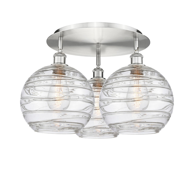 Innovations 516-3C-SN-G1213-10 Three Light Flush Mount, Satin Nickel
