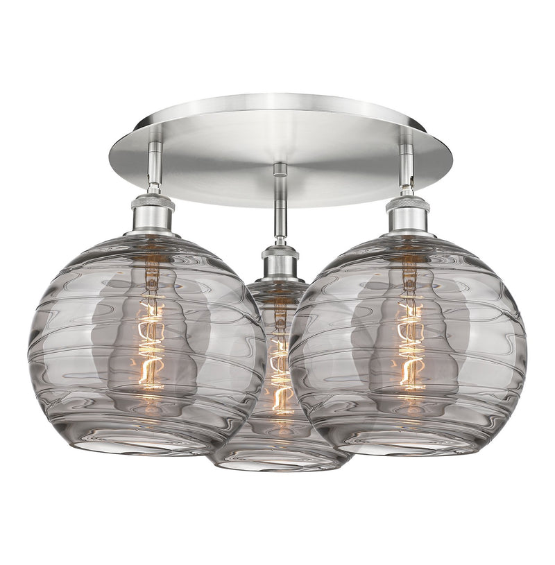 Innovations 516-3C-SN-G1213-10SM Three Light Flush Mount, Satin Nickel