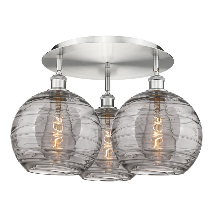 Innovations 516-3C-SN-G1213-10SM Three Light Flush Mount, Satin Nickel
