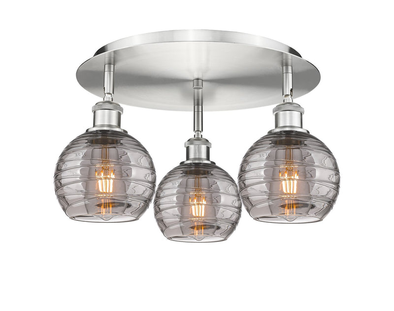 Innovations 516-3C-SN-G1213-6SM Three Light Flush Mount, Satin Nickel