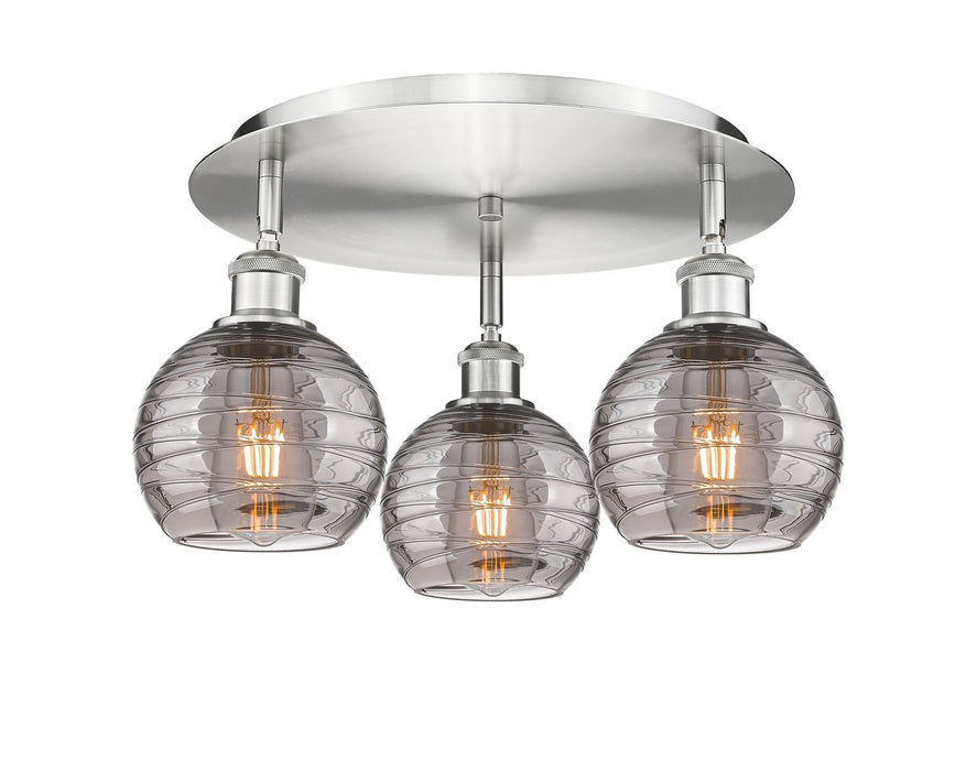 Innovations 516-3C-SN-G1213-6SM Three Light Flush Mount, Satin Nickel