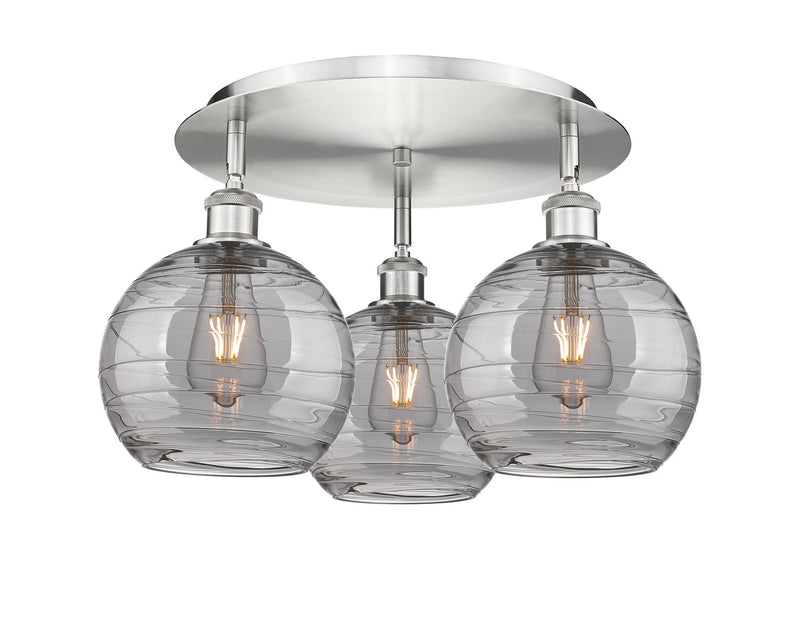 Innovations 516-3C-SN-G1213-8SM Three Light Flush Mount, Satin Nickel