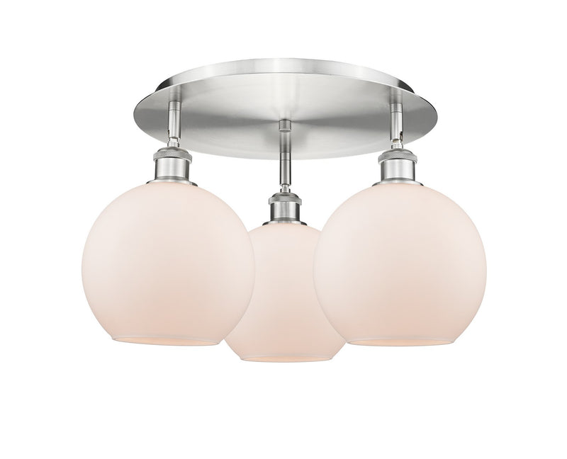 Innovations 516-3C-SN-G121-8 Three Light Flush Mount, Satin Nickel